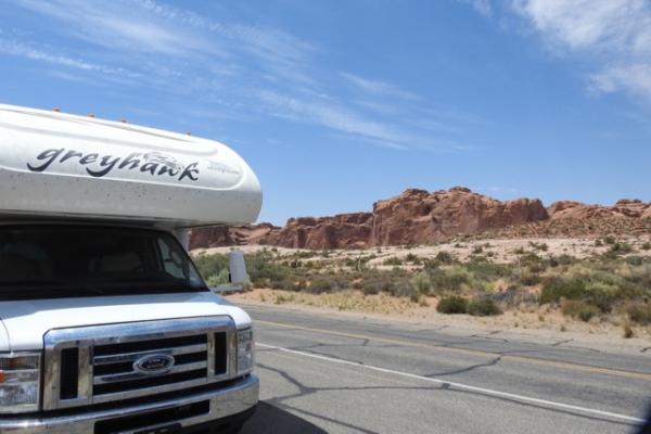 Harvey the RV in Arches National Park Utah