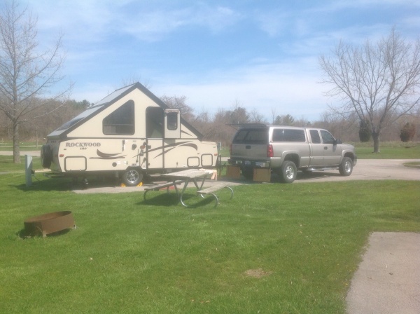 image our A-frame 2016 A212HW into vehicle silverado at  East Harbor State Park Ohio