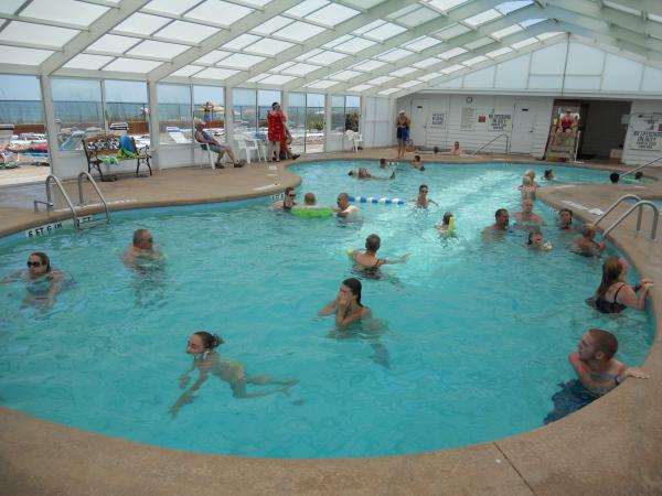 Indoor pool right at the beach.