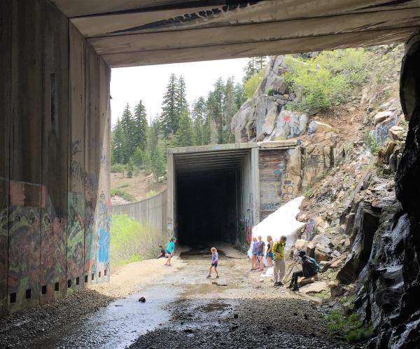 Inside the tunnels, tracks have been removed