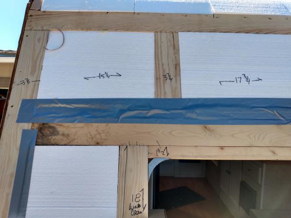 Insulation installed with dimensions for attaching exterior underlayment/luan