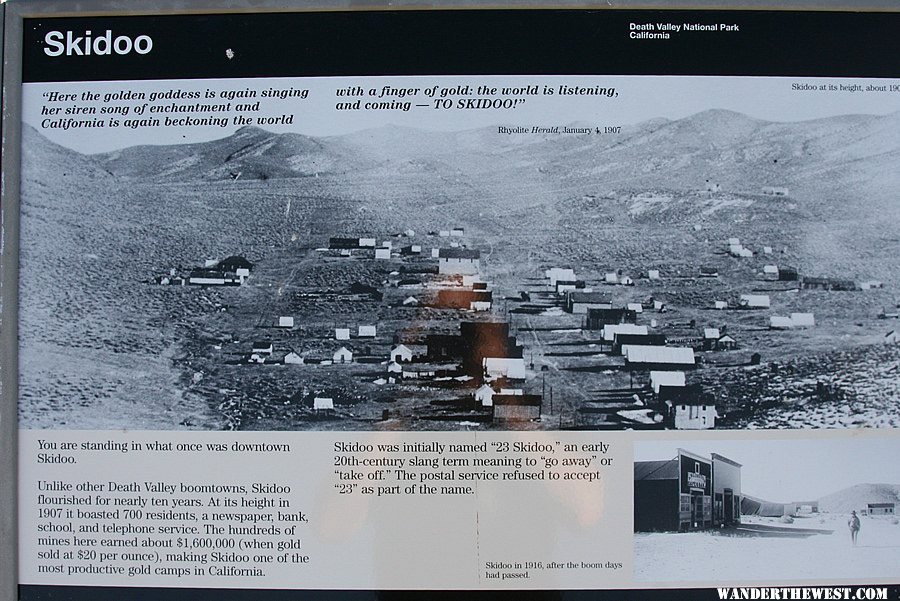 Interpretive sign at Skidoo