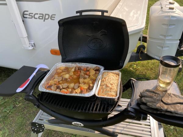 Irish stew and Irish Soda bread on the Weber 1200 bbq.