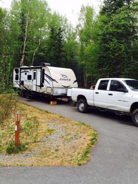 Just unhooked, 1st trip with new TT. home for 6 days. Eklutna Lake, AK