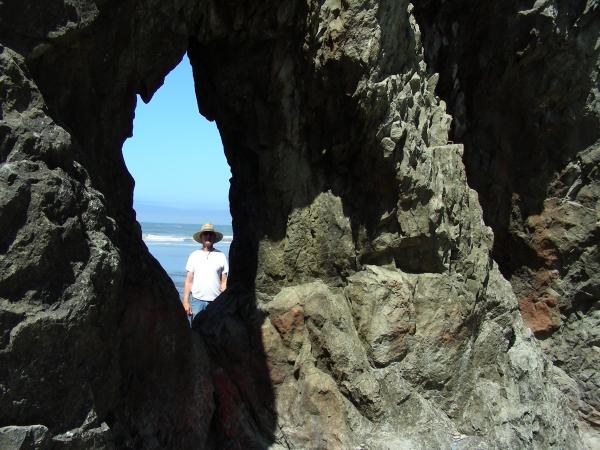 Kalaloch July 2012 (26) A 'hole in the wall' on one of the sea stacks at Ruby Beach - Olympic NP