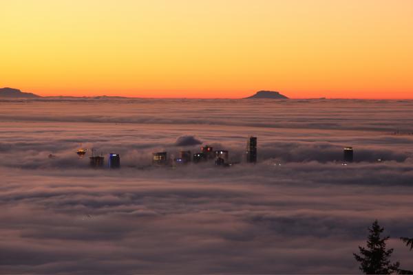 Kelowna BC in fog