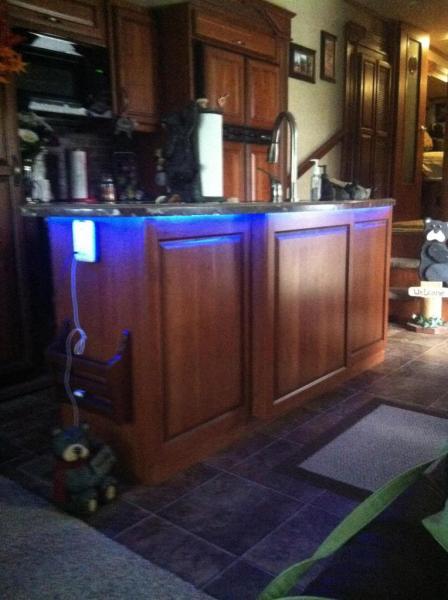 led lights under island counter.