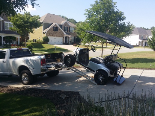 Loading the golf cart