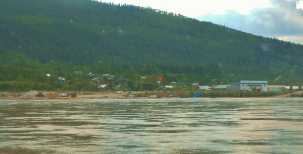 Looking at Dawson from the ferry.