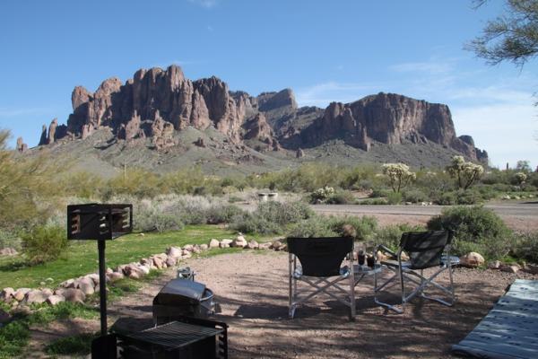 Lost Dutchman State Park and the Superstition Mountains.