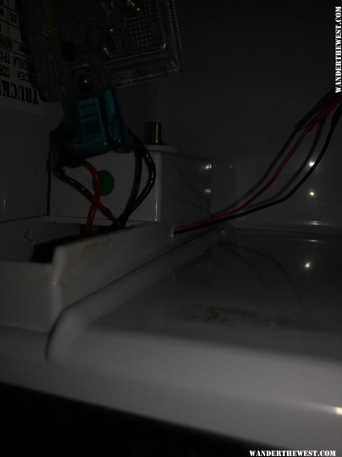 Lousy pic of the wiring coming out of the inside light cover