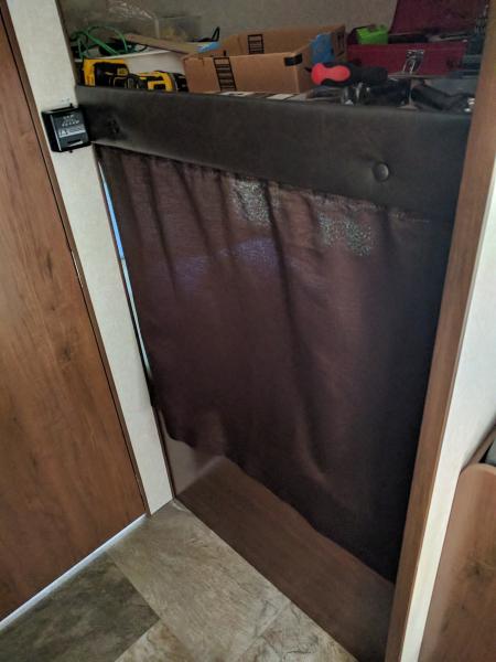 Lower bunk curtain addition.  Ordered stock curtain replacement and had it sewn for a stock look.