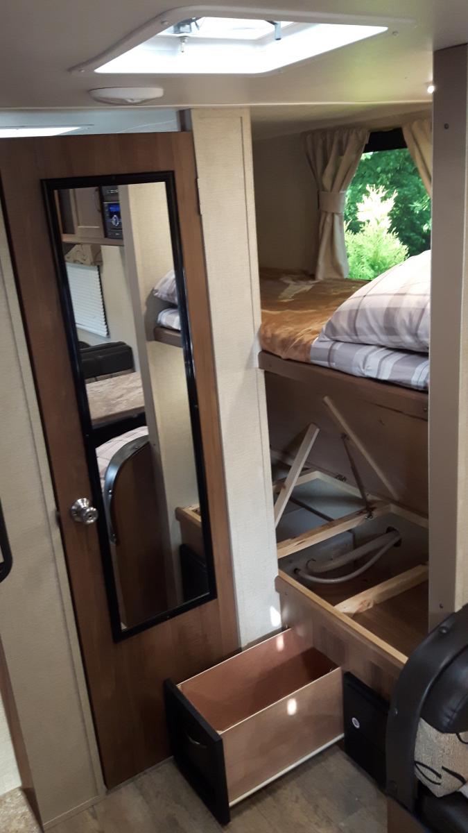 Lower bunk up position and drawer out