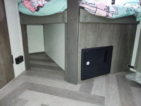 Lower Bunk with crawl space and main fuse panel