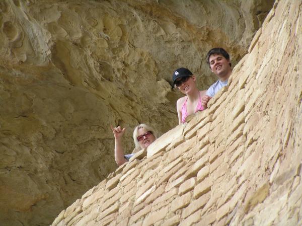 Martha with our daughter and husband at Balcony House Mesa Verde NP Colorado