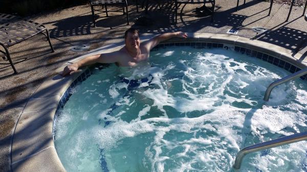 Me soaking in the hot tub.