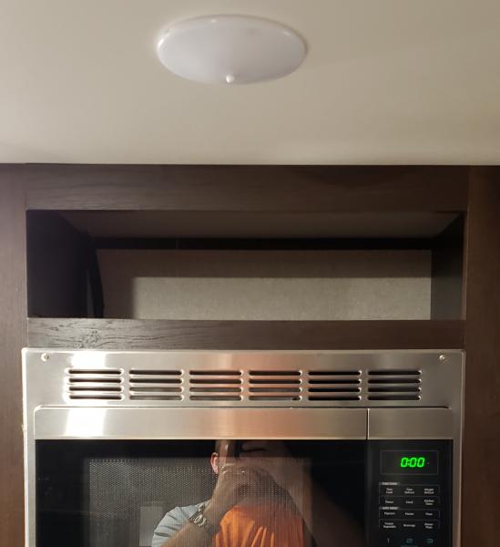 Microwave Shelf - Removed the panel above the microwave to utilize the empty space.  Great place to store bread.