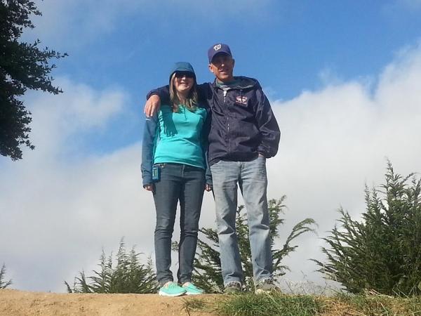 Mike and Melissa on a hike at KOA Half Moon Bay