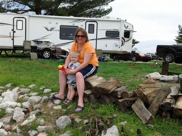 Mommy and Reese fishing Spring 2012