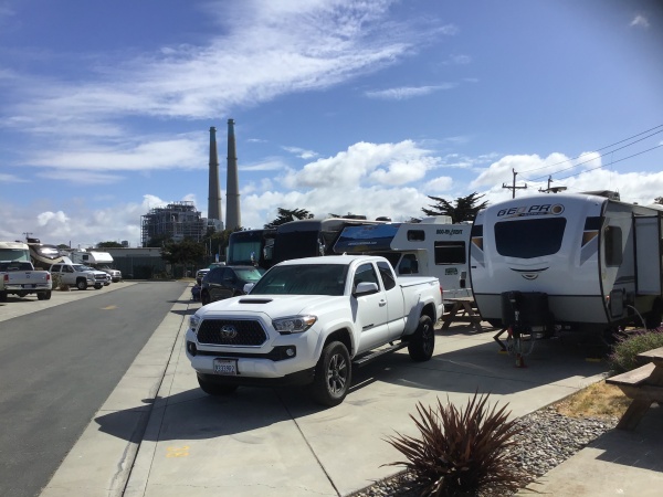 Moss Landing KOA Express. It's pretty pricey but there's not a lot of choices in the Southern Monterey Bay area. It's a close walk the beach and perha