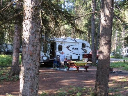 Mountain Shadows Campground  Sparwood ,BC awesome Campground, full hook-ups, good free wifi .Rates per Night:
$25 without services
$30 with water & po