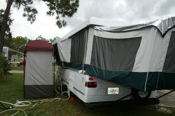 moving up to a pop-up Coleman 2002!
With exterior shower and toilet!