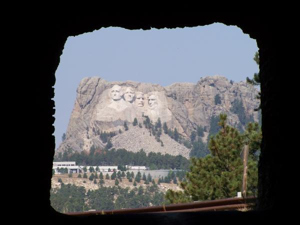 Mt. Rushmore through one of the three tunnels that "frame" the carving