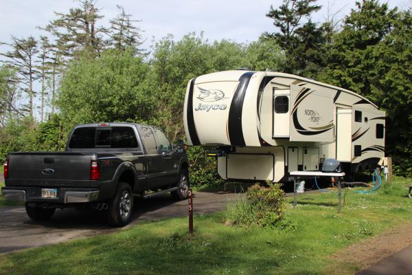 My 341RLTS and Ford 250 at Cape Lookout State Park, Tillamook, Oregon