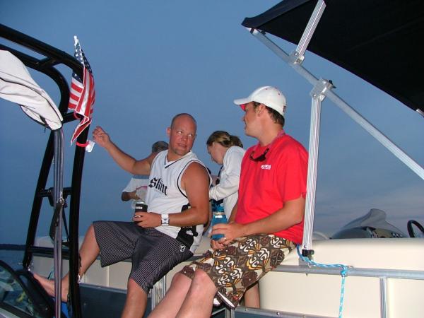 My boys at 4th of July fireworks on the lake