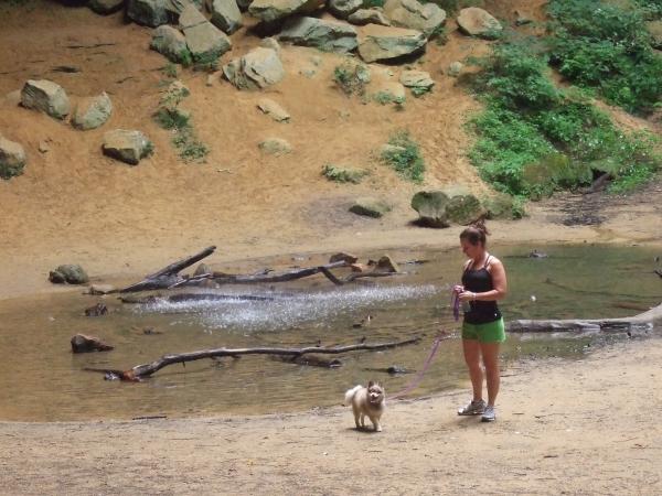 My pomeranian, Meisha and I at Ash Cave in Hocking Hills...Ohio