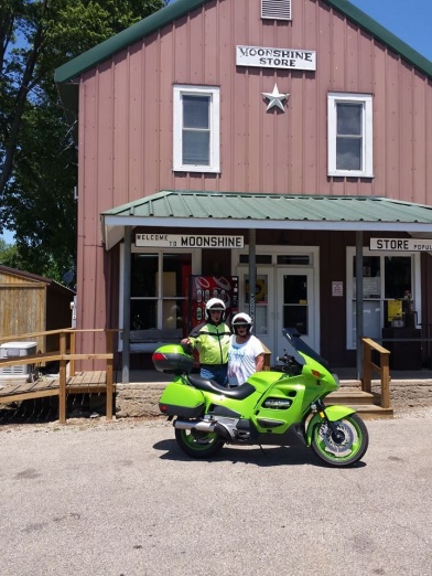 My wife and I at the Moonshine Store in Illinois.