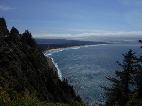 Nehalem Bay State Park - northern Oregon coast. The campground is just right of center where the strip of land narrows with Nehalem Bay behind it.