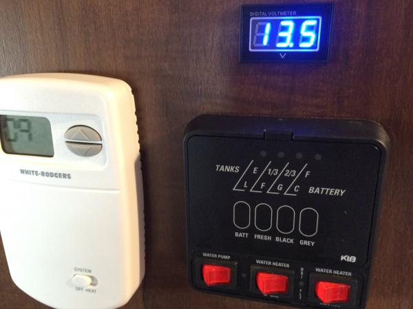 New digital thermostat and battery monitor.