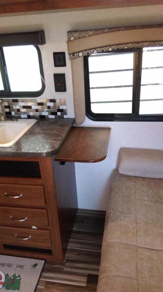 New fold down countertop installed in our Jayco Jayflight 23RB