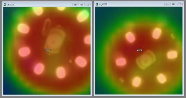 New LED Thermo showing the new 9 LED light on the left and the old 6 LED light on the left.
Image over the same time period of 8 minutes.
New unit als