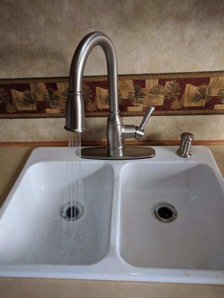 New Moen faucet and soap dispenser.