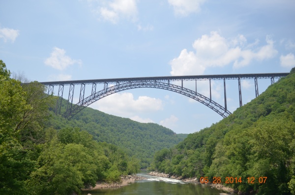 New River Gorge Bridge.  From the river level to the peak of the arch in the bridge, you can stack the Washington Monument and the Statue of Liberty t