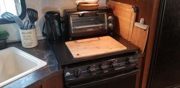 New wooden stovetop cover.