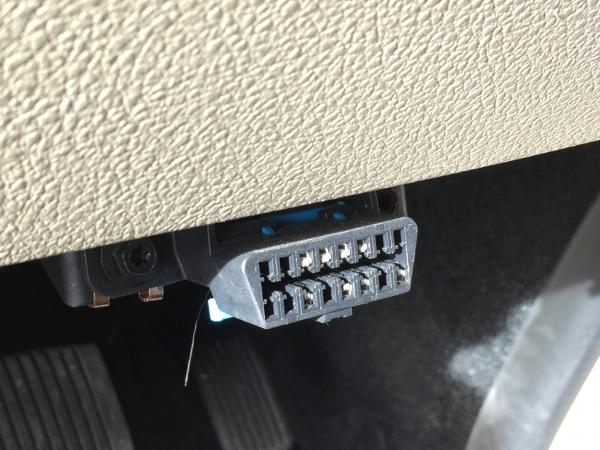 OBD2 connector under the steering wheel on 2017Ford E450