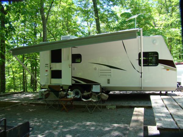 Our camp site and trailer