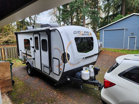 Our camper, a 2023 Rockwood branded G19FDS with Package A.