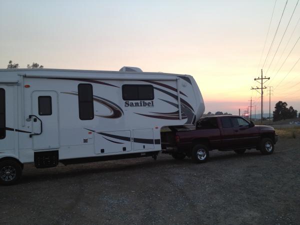 Our camper at sunset El Dorado Hills, Ca