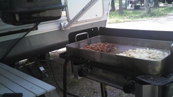 Our custom stainless griddle has feed 100's.  The trusty Camp Chef stove is 16 years old and never had a single issue.  I had a T connection made for 