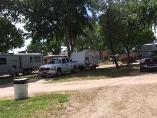 Our " little girl" next to a view finder at Holiday Rv Park, N. PlatteNE