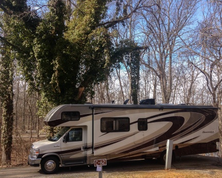 Our new Sunseeker 3050sf on first trip (Warriors Path State Park), two nights -- Dad and the boys! -- site C62 overlooking the woods and lake.