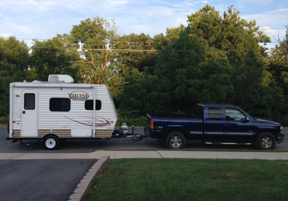 Our purchase hooked to the back of our truck.  Hoping that we made a good decision.  Last week of July 2014