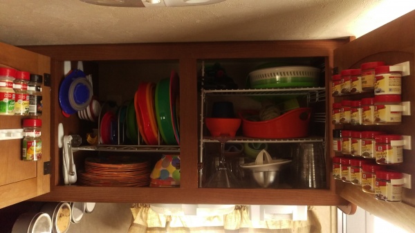 Overhead cabinet organization