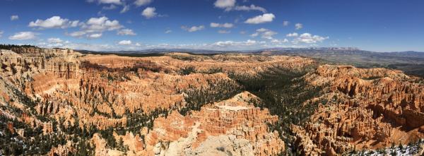 Panorama of Bryce Canyon National Park from Bryce Point - elevation 9100'. The Forum upload greatly reduces it's size and detail.