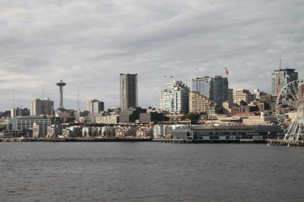 Part of the Seattle skyline from the ferry boat.