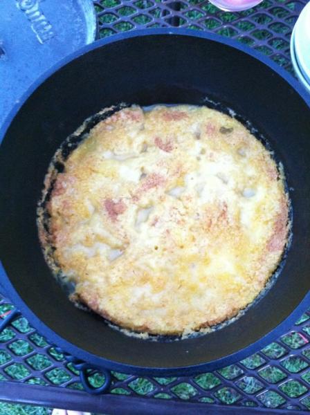 Peach Cobbler in my Dutch Oven.